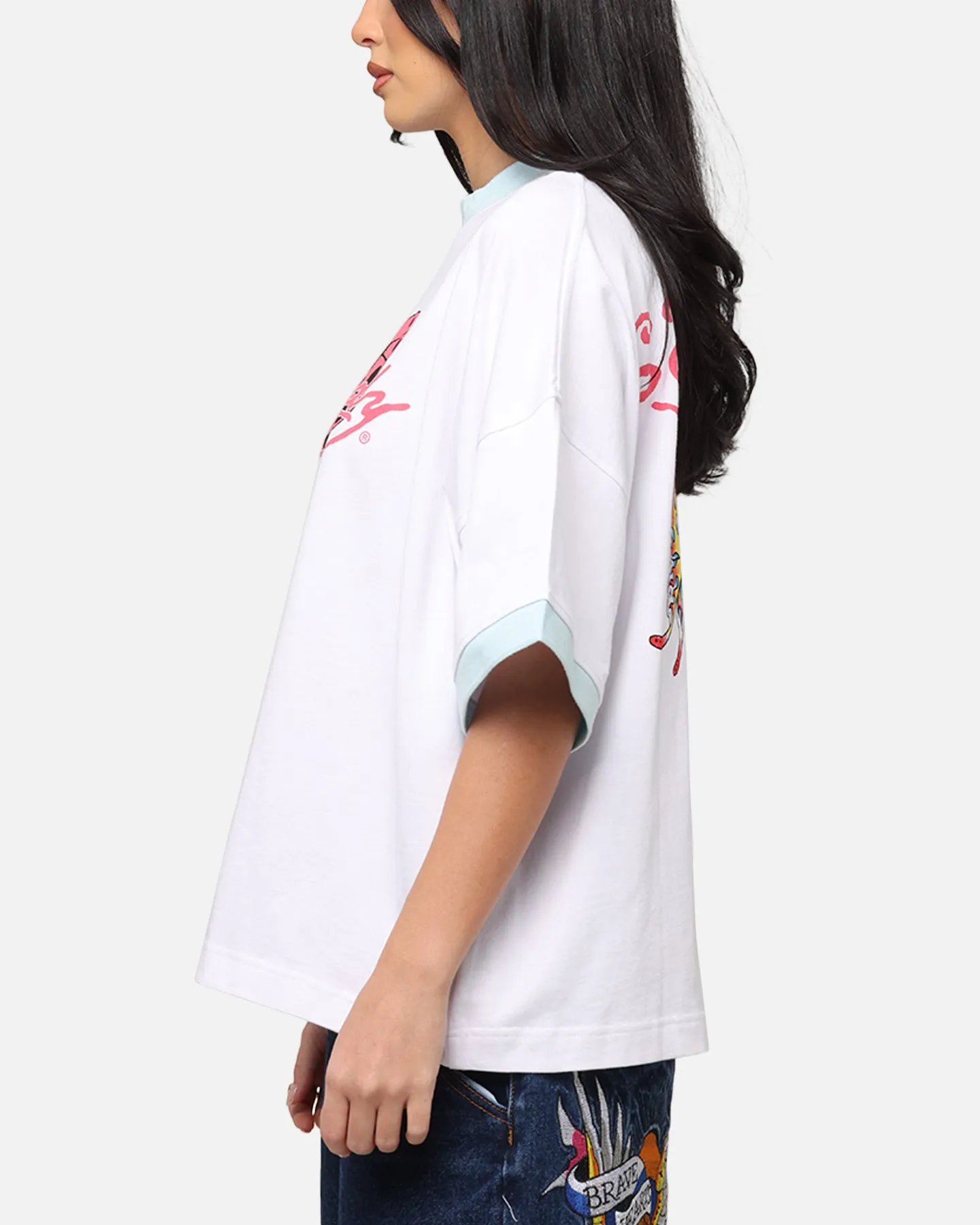 Travel Style Street Outfit Ed Hardy Butterfly Ringer T-Shirt White
