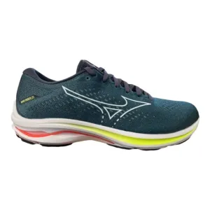 running in a bus station area shoes marathoning running gear Mizuno scarpa da corsa da uomo Wave Rider 25 J1GC210301 fumo blu-bianco-limone