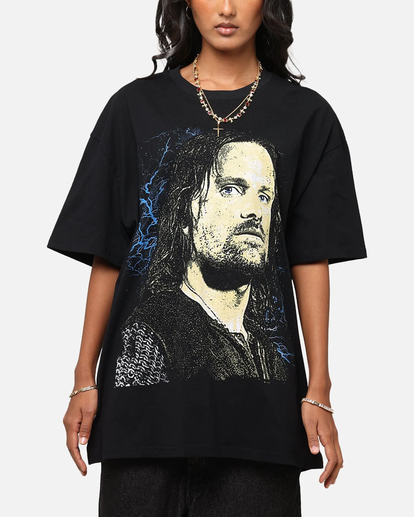 American Thrift X The Lord Of The Rings Aragorn Heavy T-Shirt Black Relax Outfit