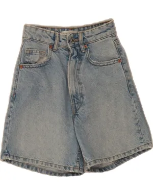 ZARA Womens Wide Leg High Waist Denim Shorts EU 32 2XS W22  Blue Cotton One-of-a-kind