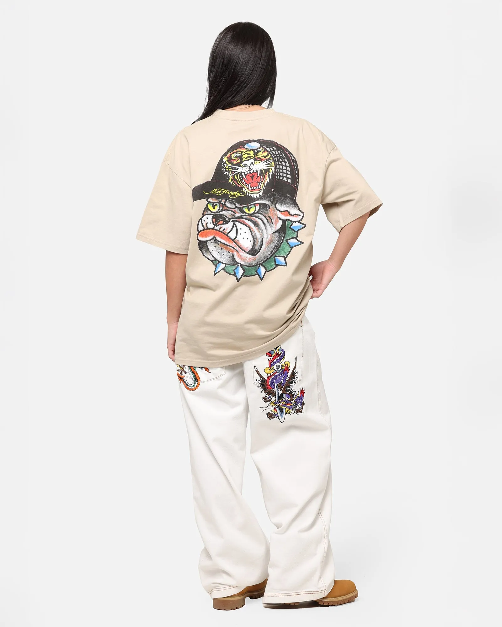 Soft and Relaxed Ed Hardy Bulldog T-Shirt Stone