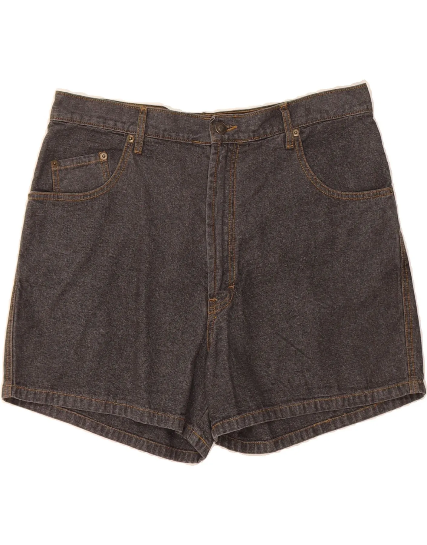VINTAGE Womens Regular Fit High Waist Denim Shorts IT 46 Large W34  Grey Stretch Fit Clean Fabric