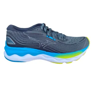 Mizuno scarpa da corsa da uomo ultra morbida Wave Skyrise 4 grigioblu- blu perla Pressure Zone Padding Structured Heel Cradle