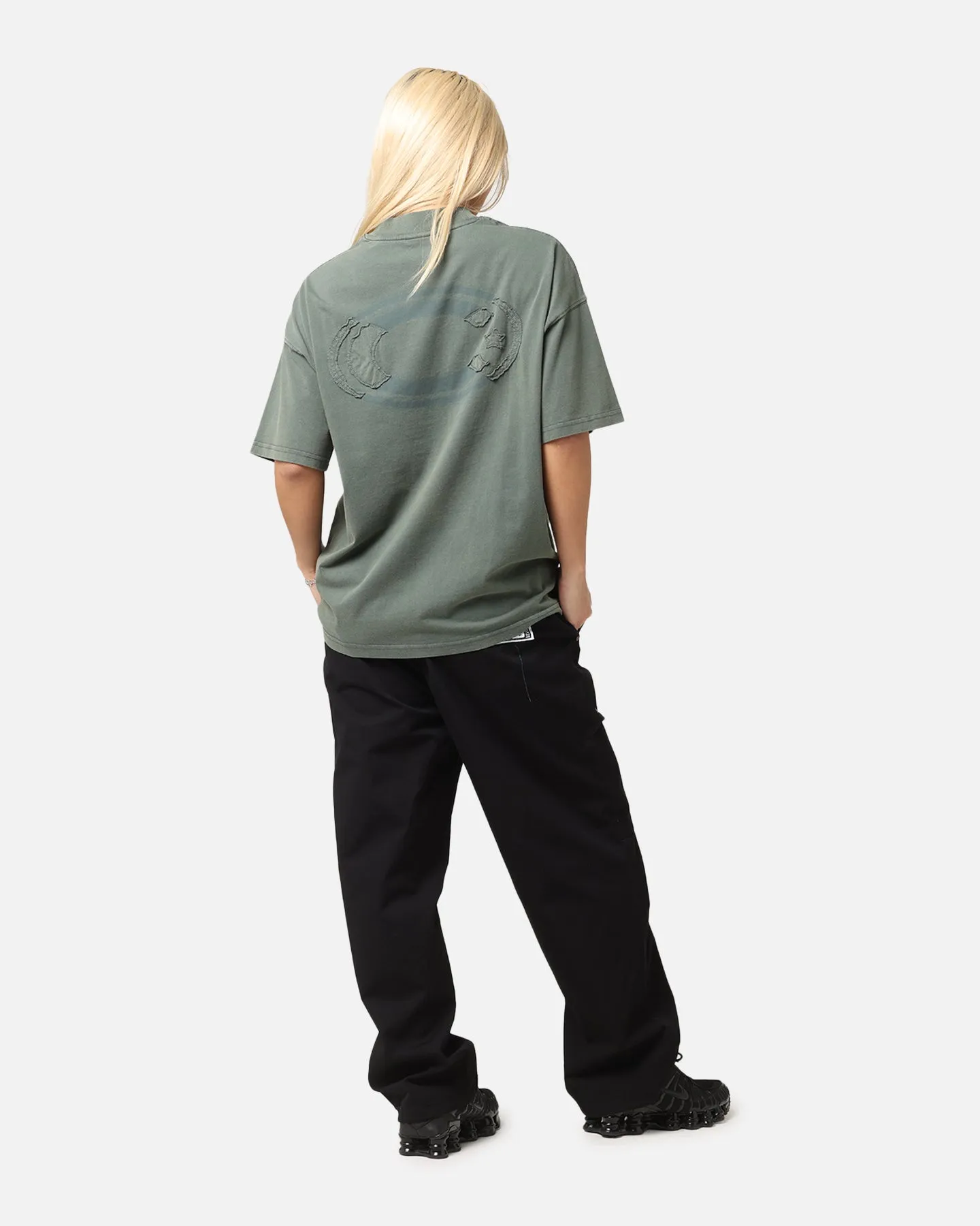 Tear Resistant Knit All-Season Comfort Carre Con-Star Oversized T-Shirt Rinsed Moss Green