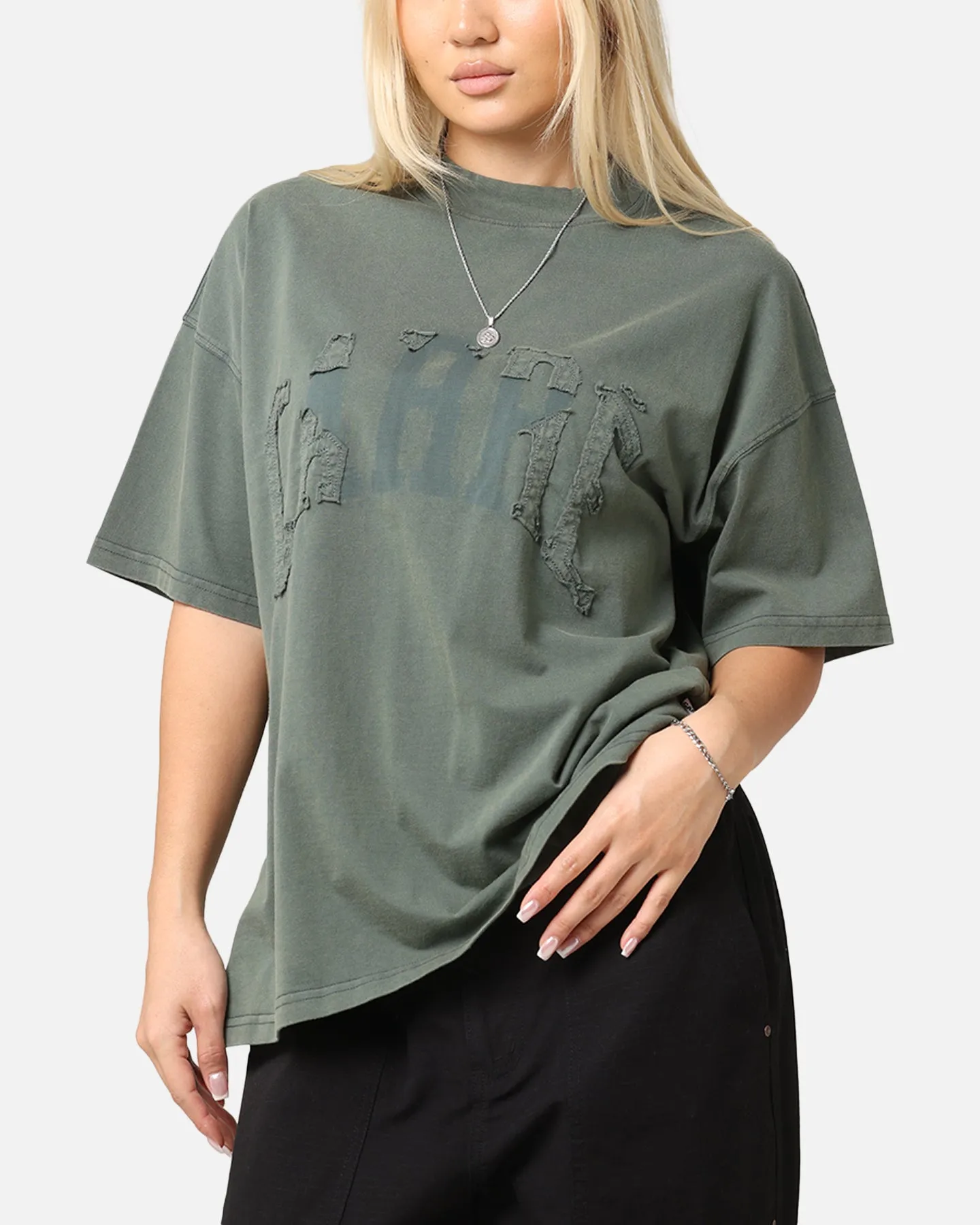 Relax Trend Carre Con-Star Oversized T-Shirt Rinsed Moss Green