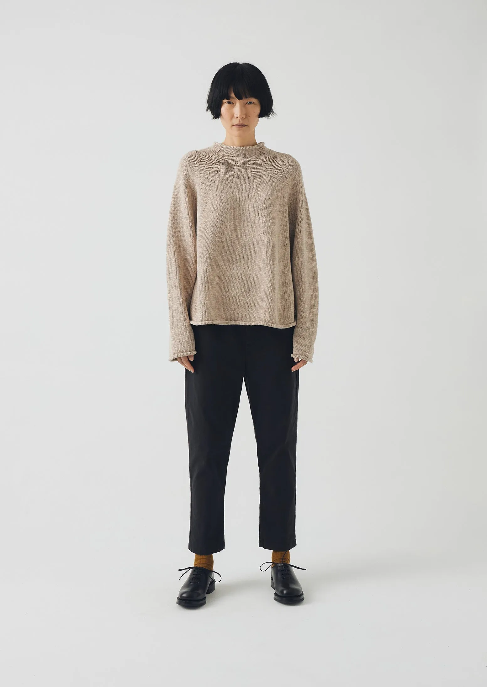 Multi Panel Construction Minimal Look Gabi Cotton Pull On Pants | Soft Black