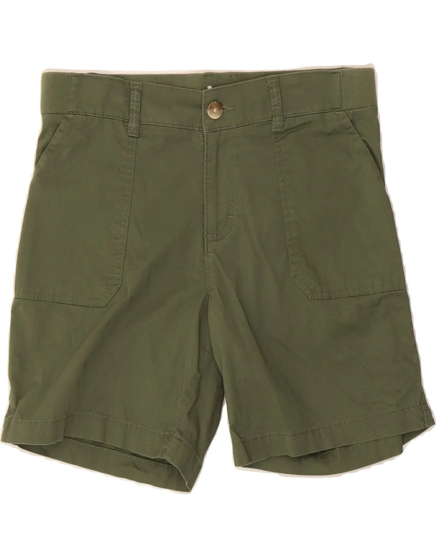 LEE Womens Mid Rise Regular Fit Bermuda Shorts US 8 Medium W30 Green AdjustableDrawstring Playful Look