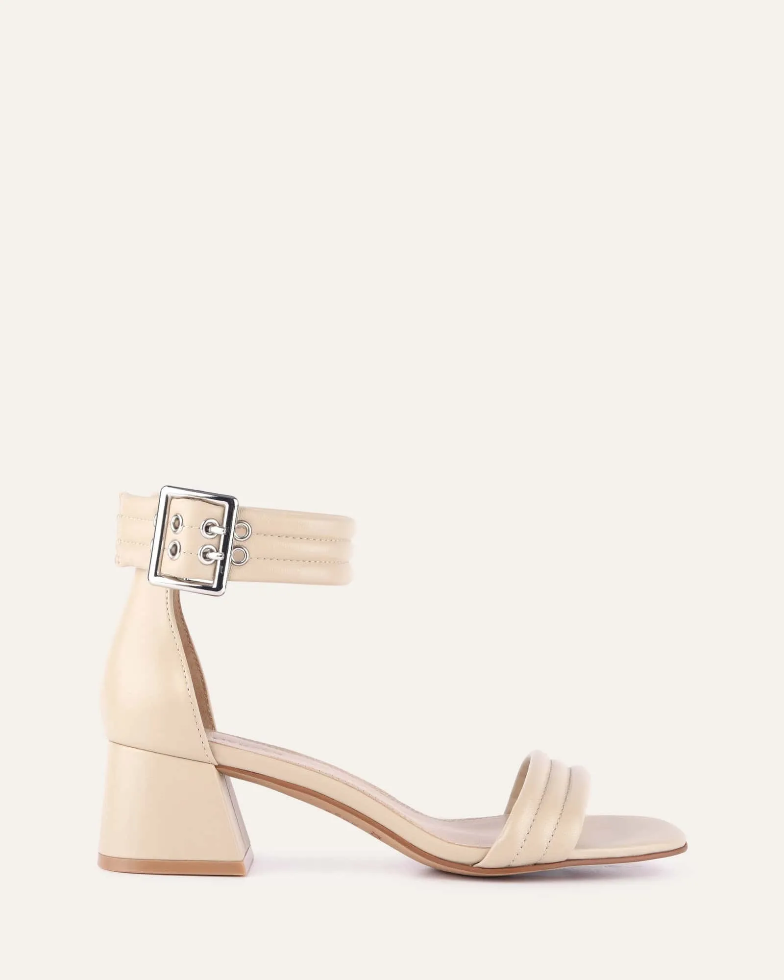Sleek Sandals LYRIC MID HEEL SANDALS SAND LEATHER