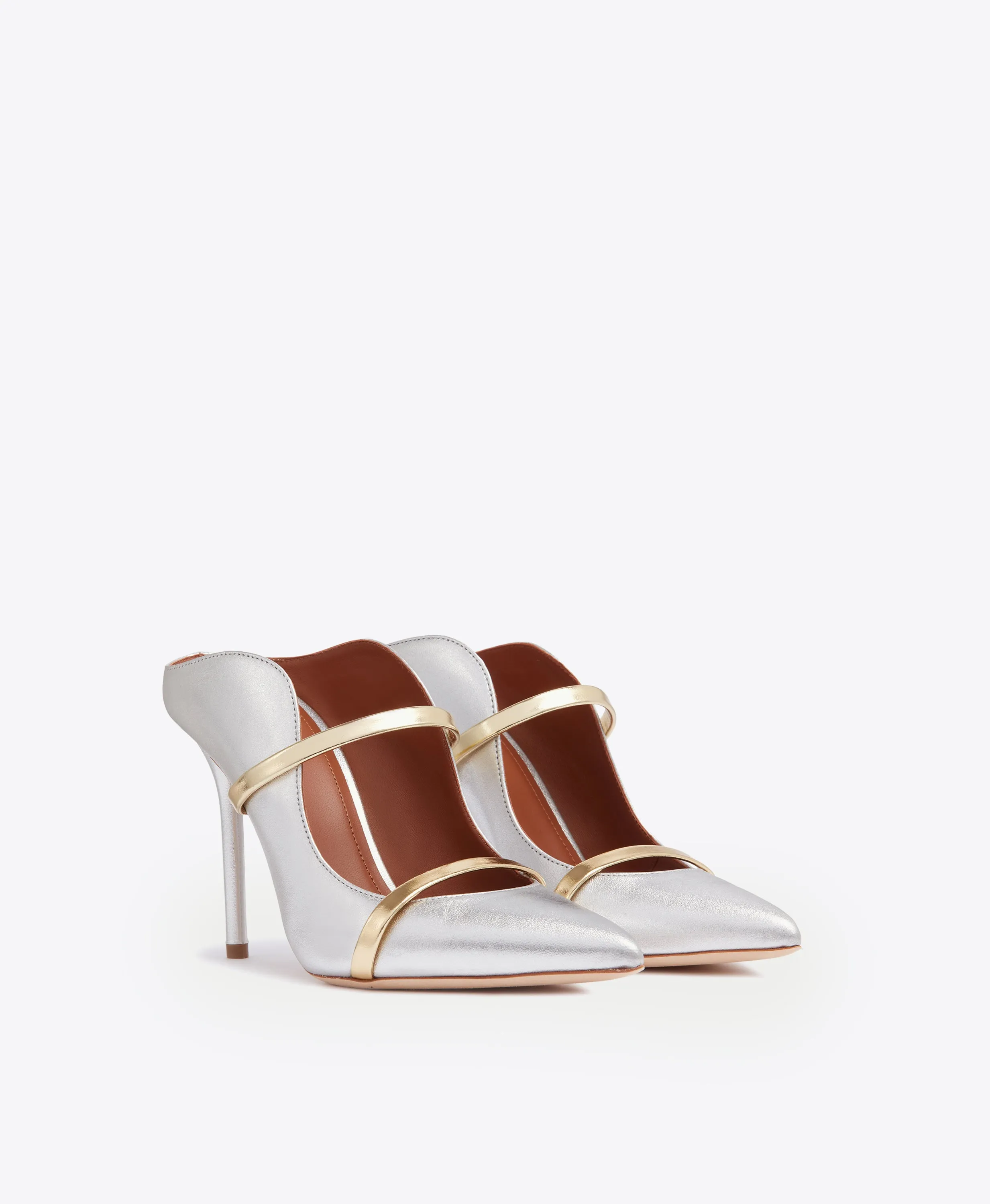 City Chic Maureen 100 Silver & Gold Leather Mules