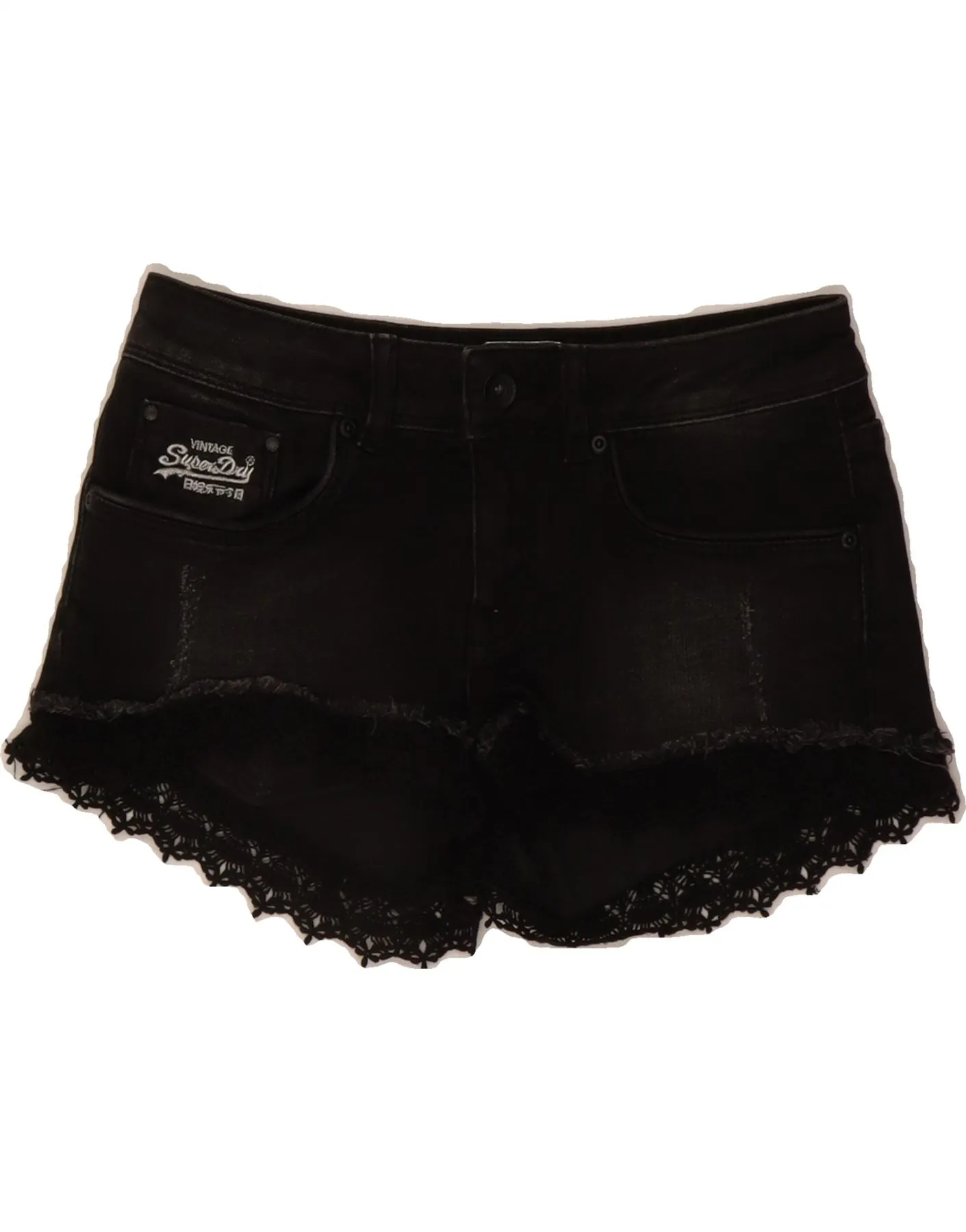 Parka Birthday gift SUPERDRY Womens Denim Hot Pants W25 XS Black Cotton