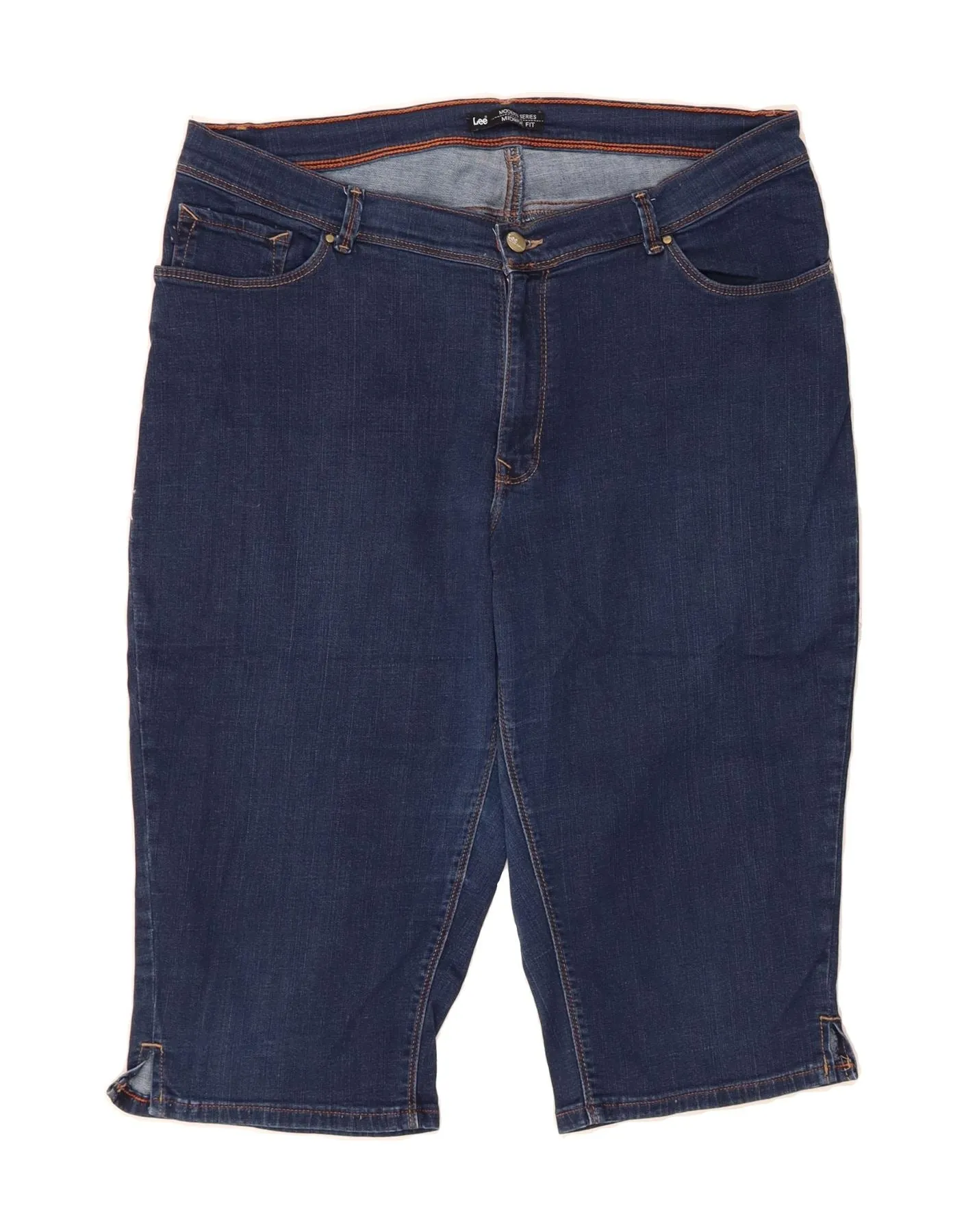 LEE Womens Mid Rise Denim Shorts US 18 2XL W36 Blue Cotton Casual Outfit