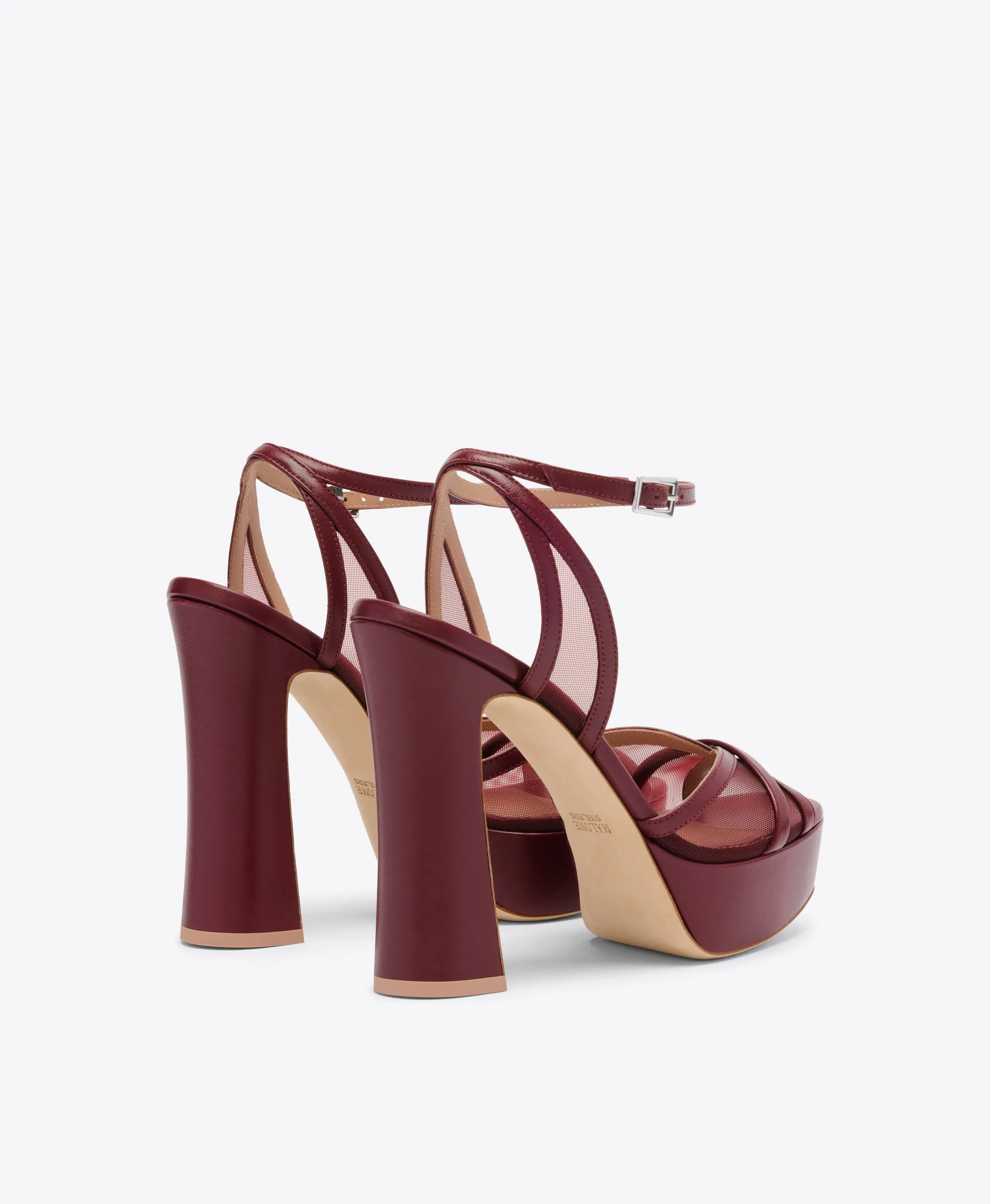 Laser cut Wedding Party Shoes Sylvie 125 Red Mesh Platform Sandals
