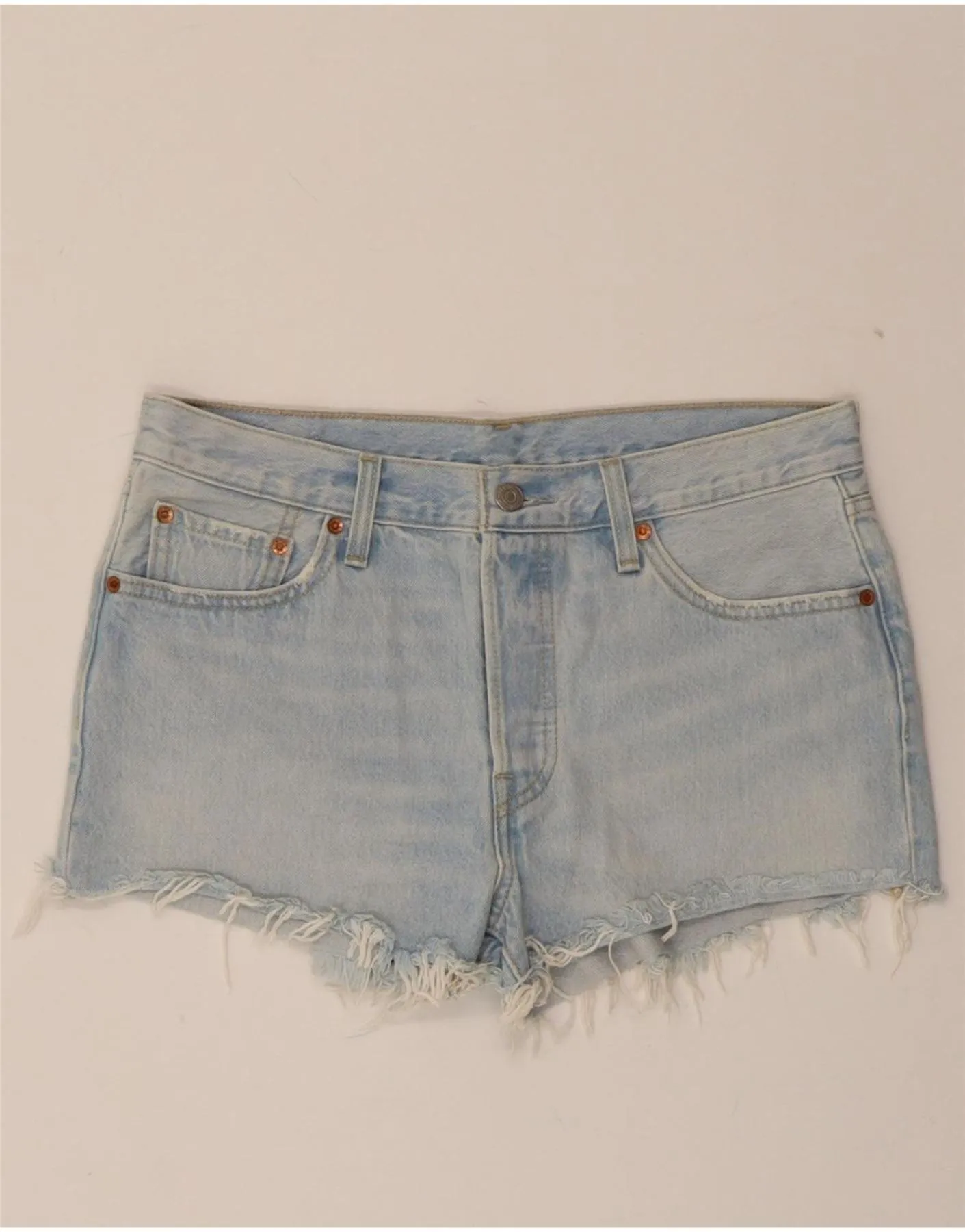 LEVI'S Womens 501 Denim Shorts W29 Medium Blue Cotton Eco - friendly