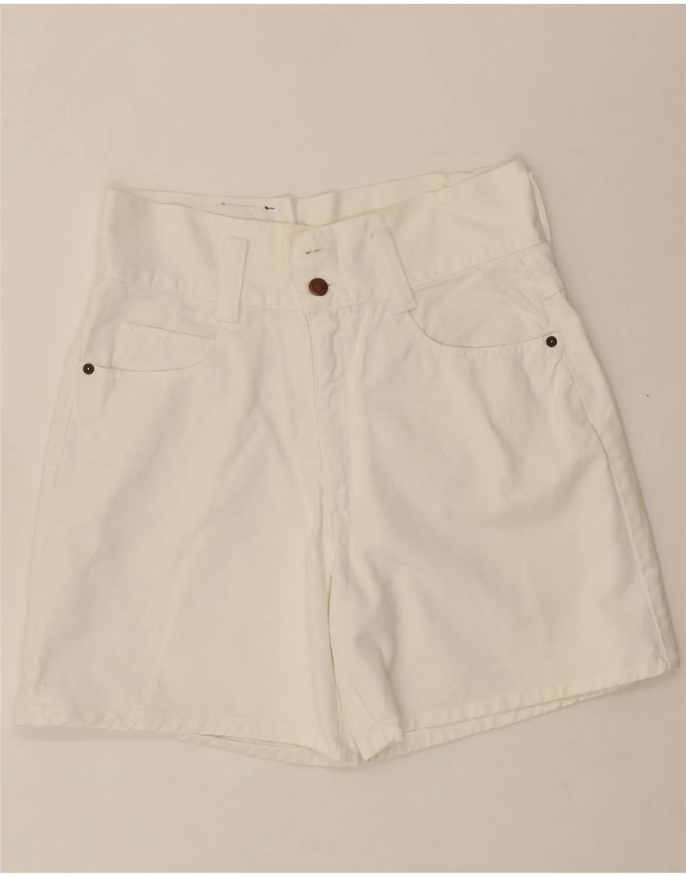 VINTAGE Womens Denim Shorts Medium W30  White Cotton Weekend Casual
