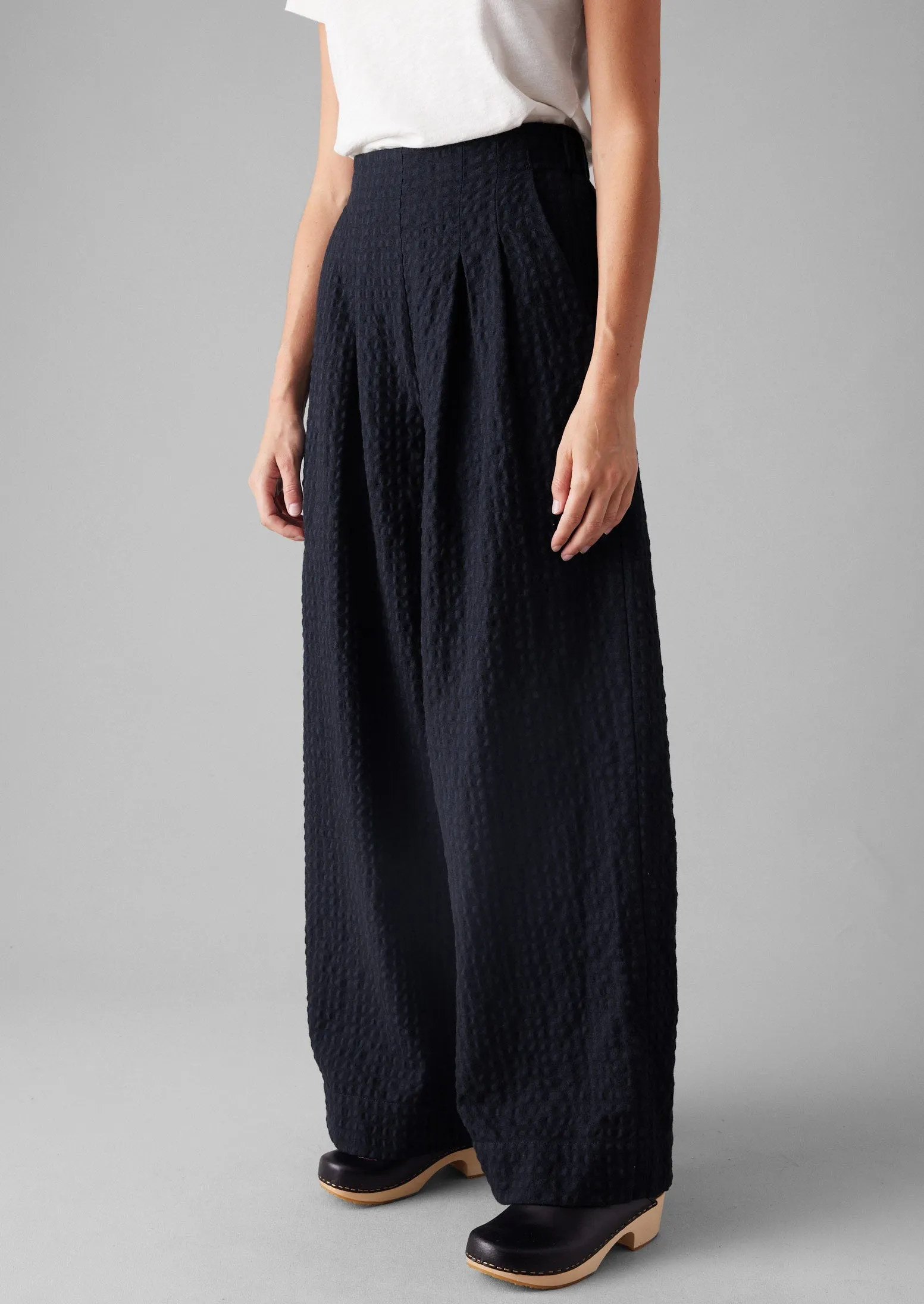 Corinne Herringbone Wide Leg Pants | Navy Movement Ready