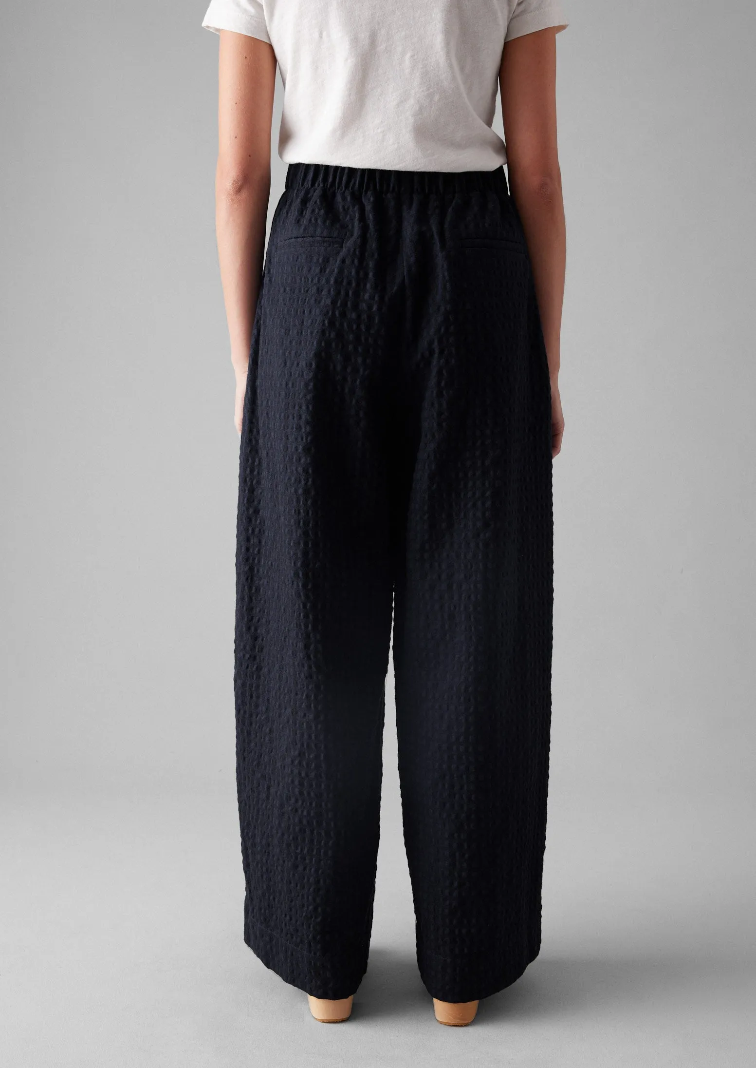Cozy Layer Corinne Herringbone Wide Leg Pants | Navy