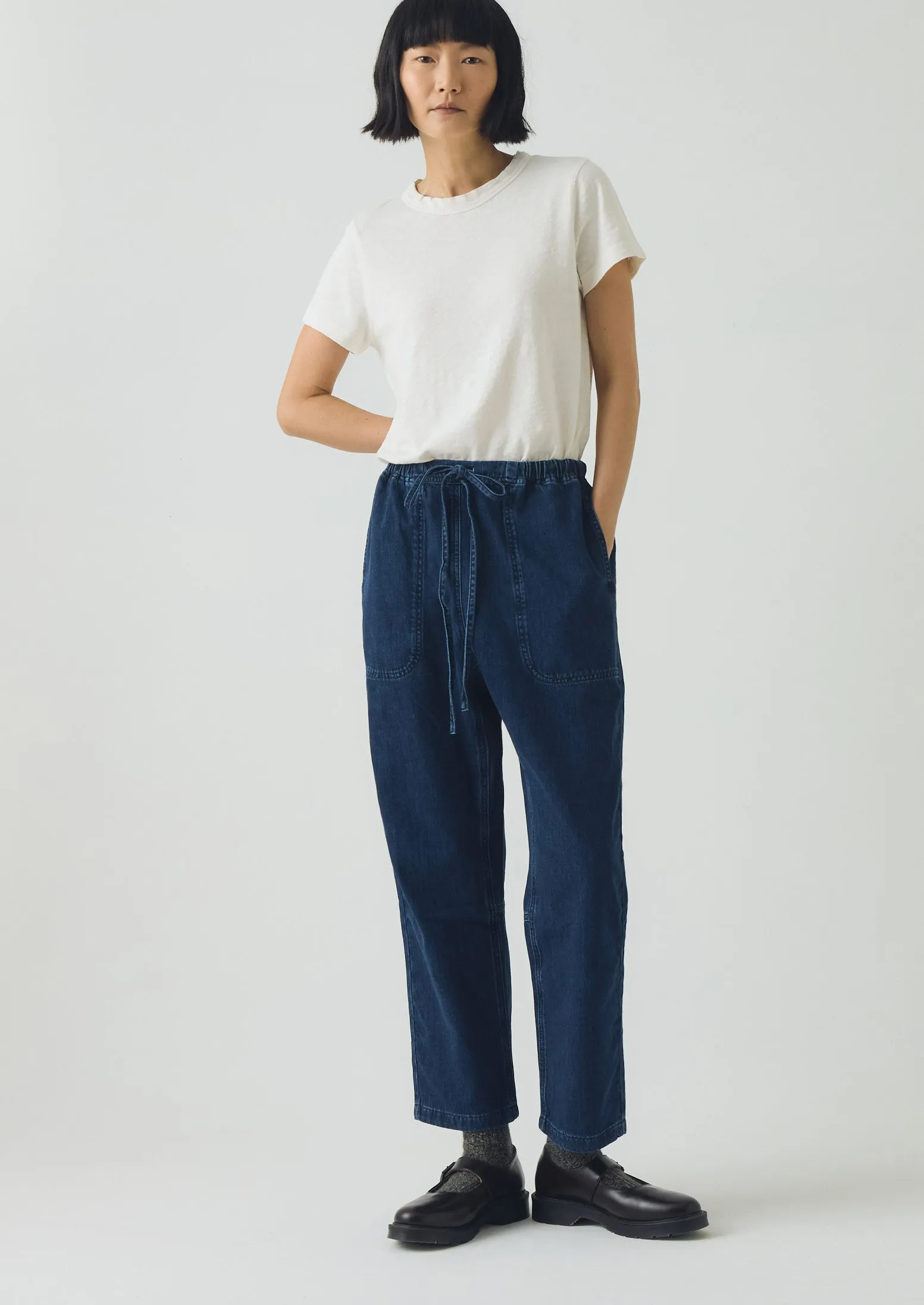 Suki Panelled Denim Pants | Indigo Formal Look Flattering Fit Wear