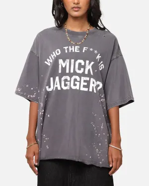Self Fabric Tape The Rolling Stones Who The F Is Mick T-Shirt Washed Black
