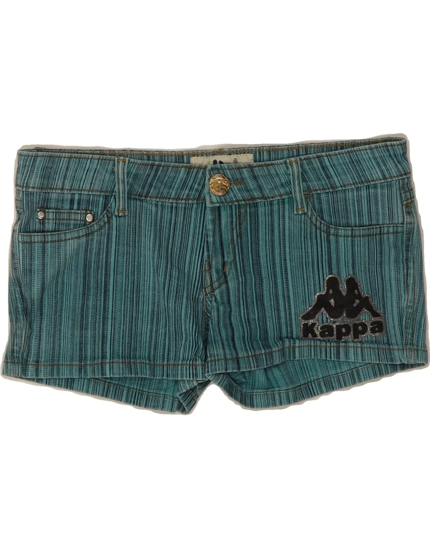 art industry AntiSnagTechnology KAPPA Womens Casual Shorts Large W30  Turquoise Pinstripe