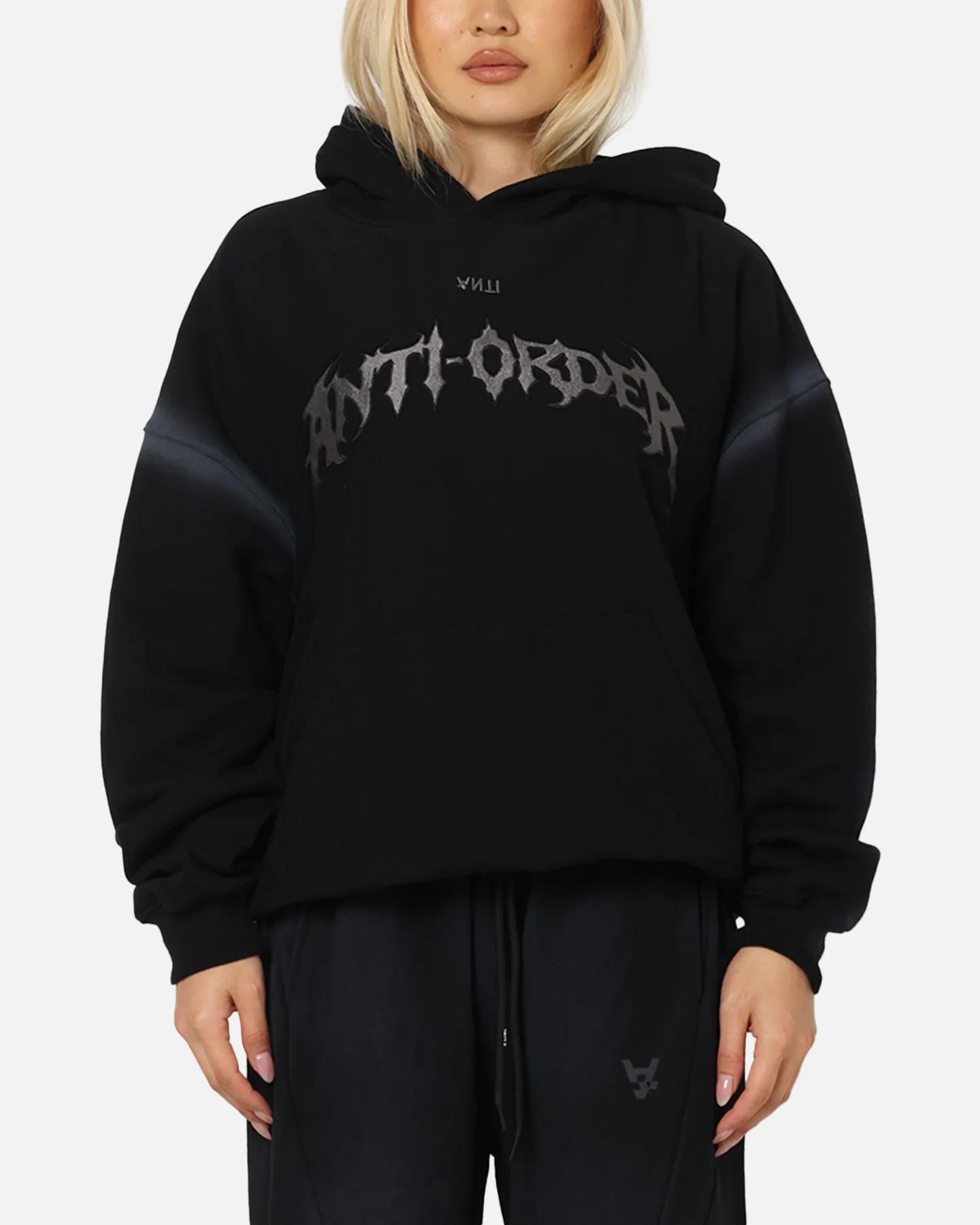 flight travel Sport Comfort The Anti Order Mosh Boxy Hoodie Sunfade Black/Grey