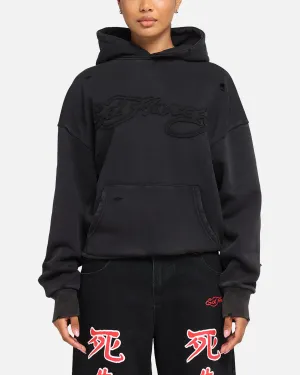 Caribou like Ed Hardy Distressed Hoodie Washed Black