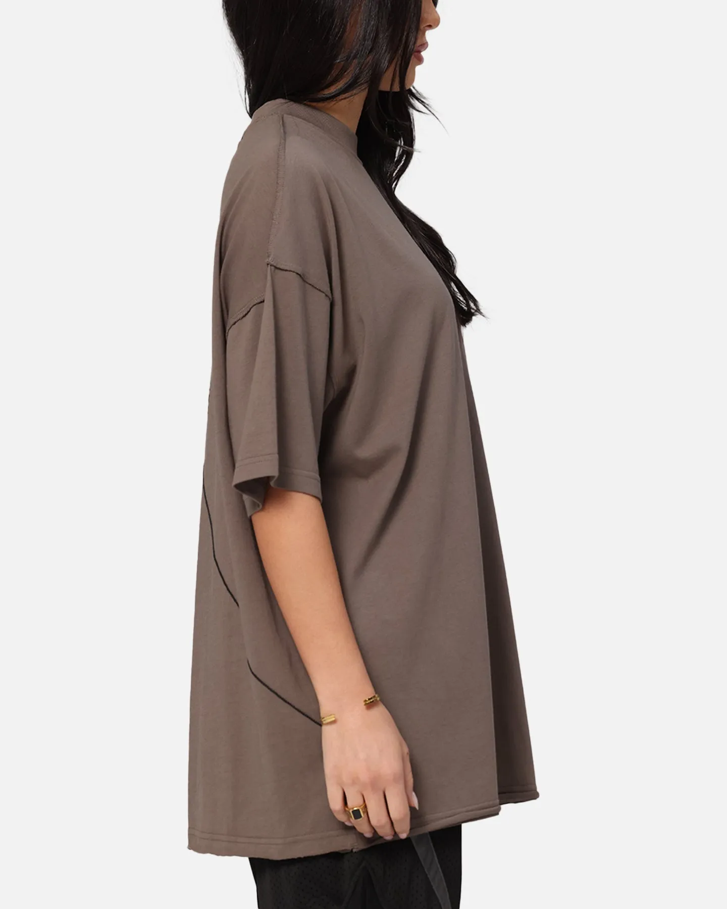 Raw Hem Finish layerable The Anti Order XY Aesthetic Non Seam T-Shirt Vintage Brown