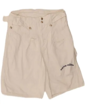 VINTAGE Womens High Waist Cargo Shorts W30 Medium  White Cotton Travel Wear