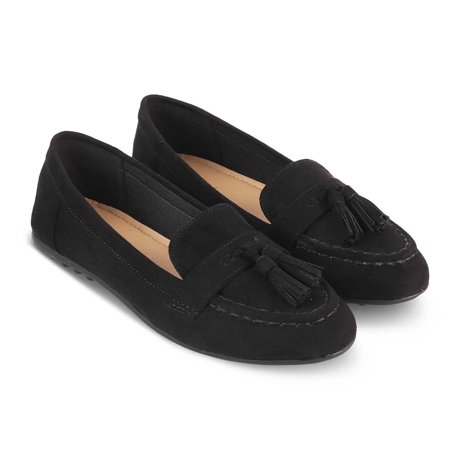 Tresmode Jonum Black Women's Dress Tassel Loafers Flat Ease