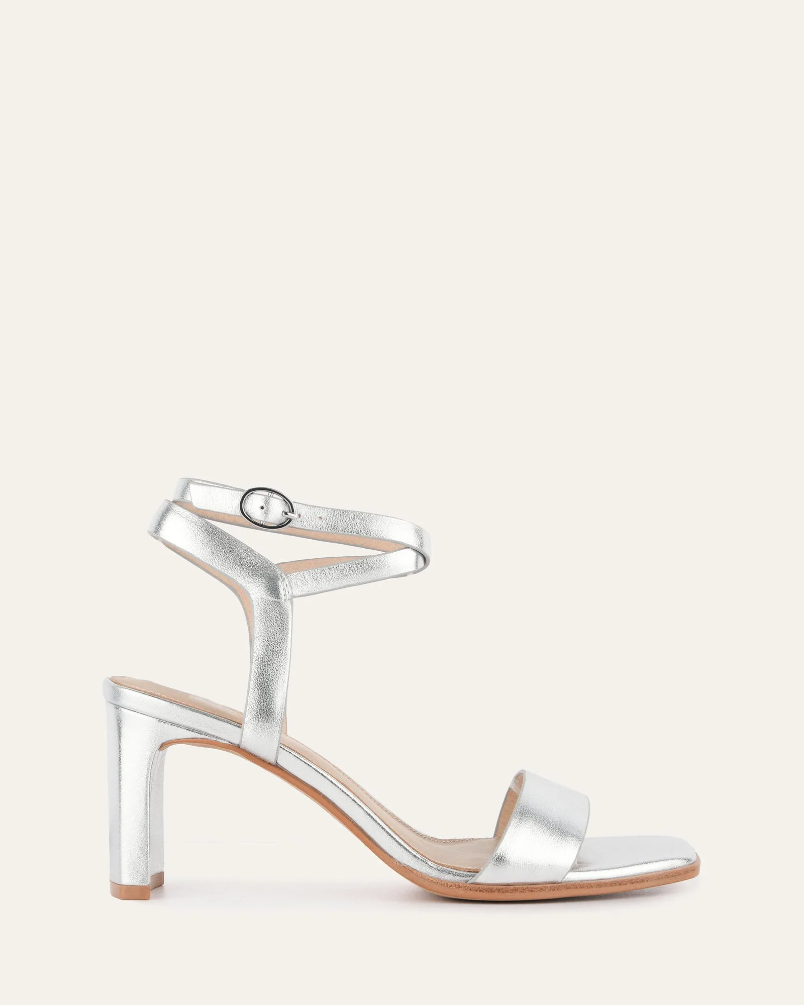 Urban Cool NATSU MID HEEL SANDALS SOFT SILVER LEATHER