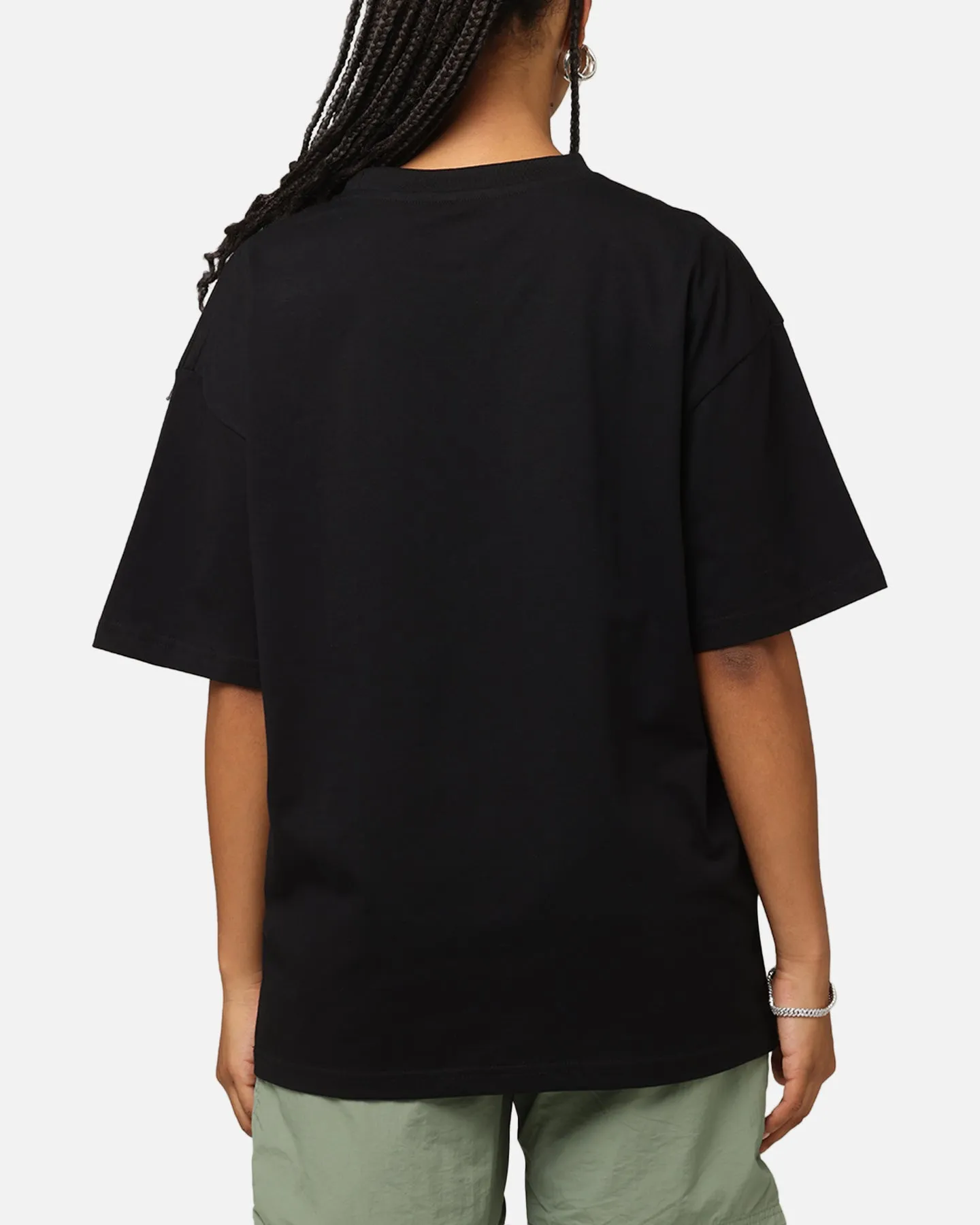 Geometric Pattern Stretchable Collar Band Carre Institute T-Shirt Black