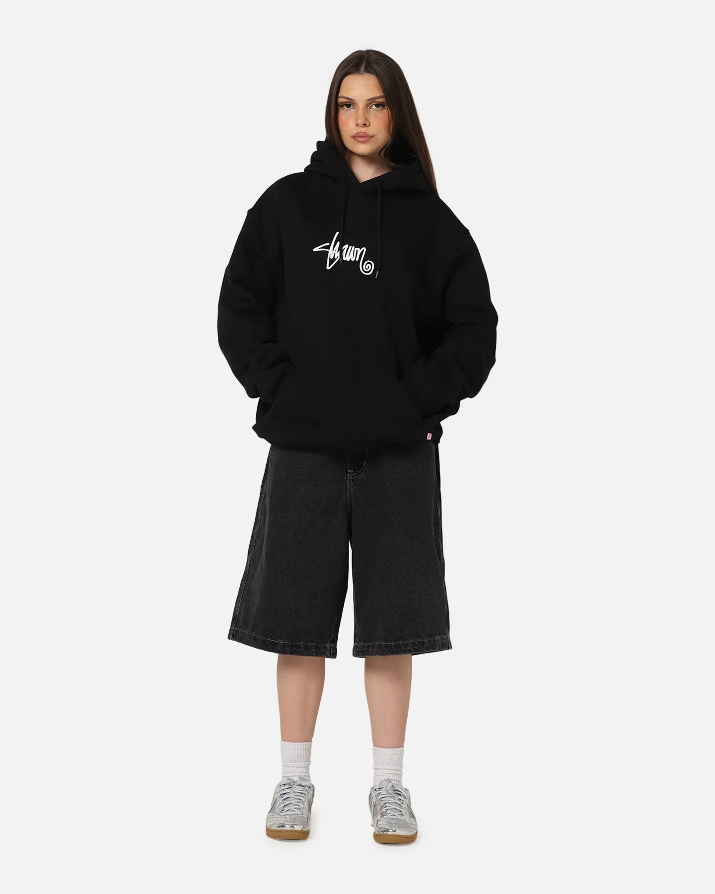 S Double Small Stock Hoodie Black Retro Vibe semi-formal event