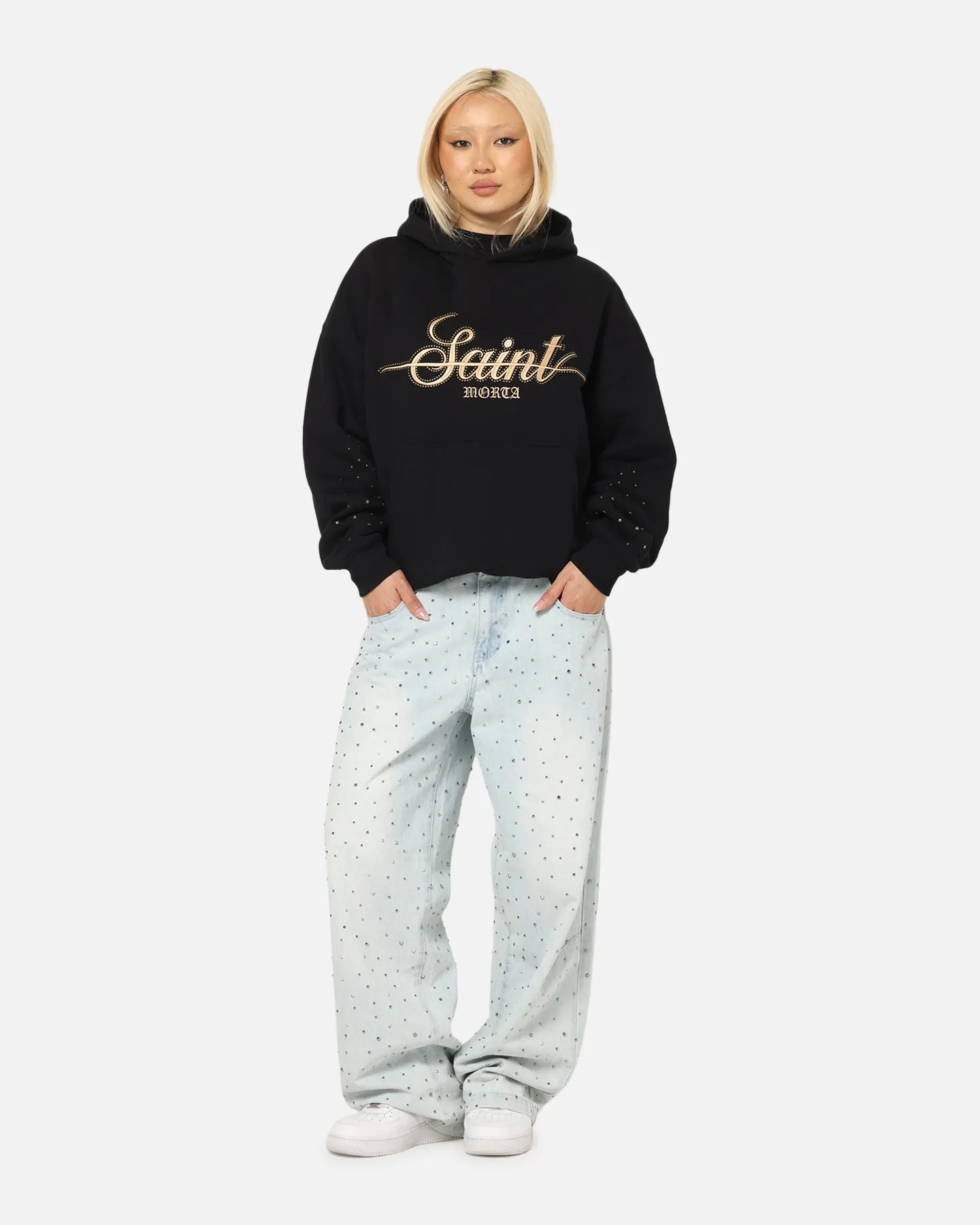 Saint Morta Rodeo Drive Boxy Hoodie Black Urban Energy Ultralight Padding