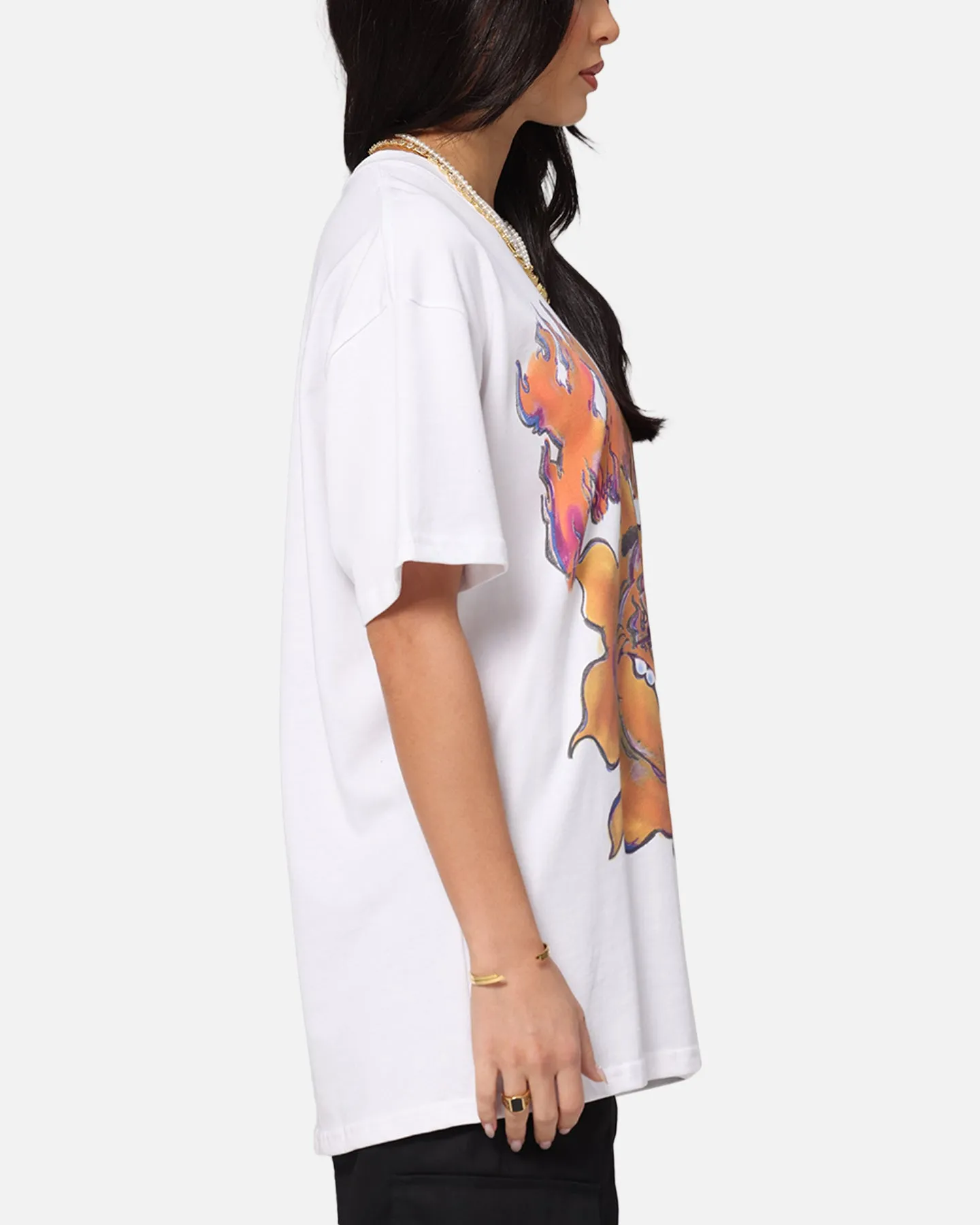 X-Large XL Burning T-Shirt Solid White Chilly Wear