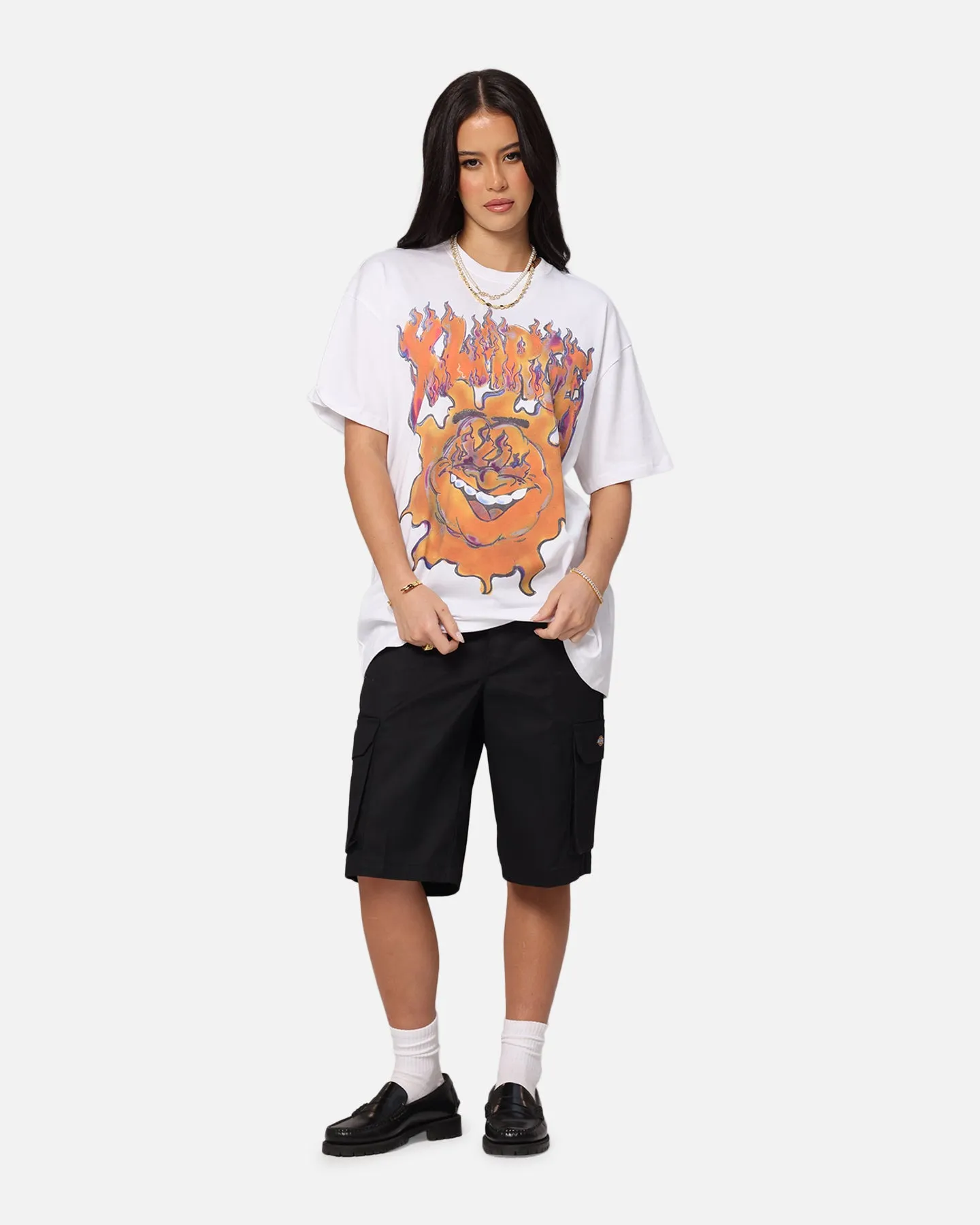Breathable mesh X-Large XL Burning T-Shirt Solid White
