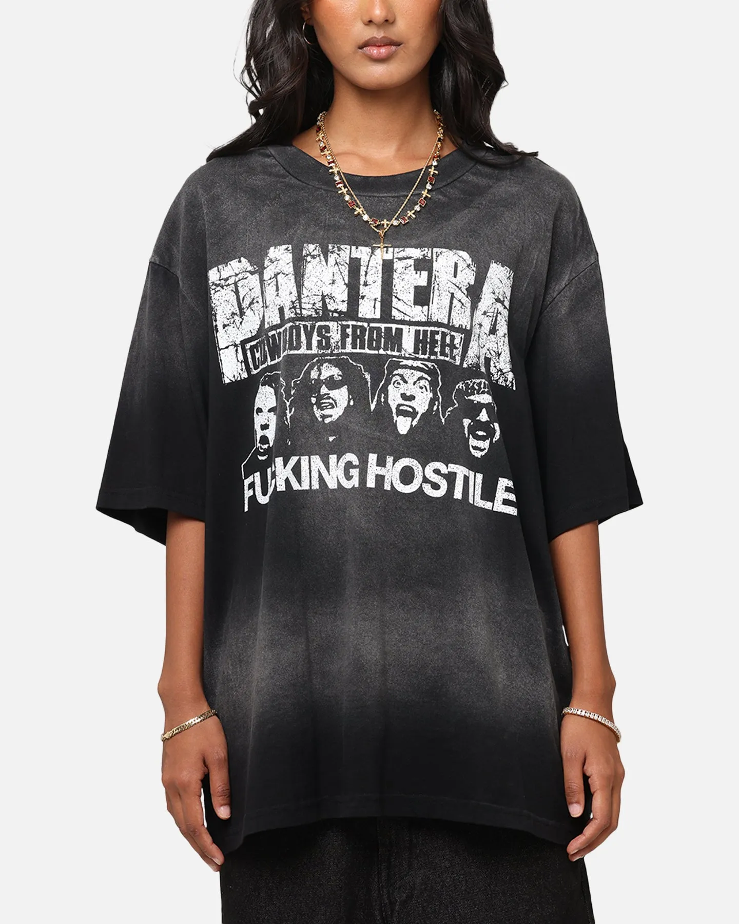 Pantera F#cking Hostile Vintage T-Shirt Washed Black Quick Dry Technology