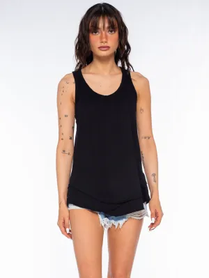 Breathable fabric Shrunken Mock Hem Shirttail Tank