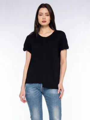 Roll Cuff Pocket Crew Shifted Tee Cozy and Fashionable Edgy