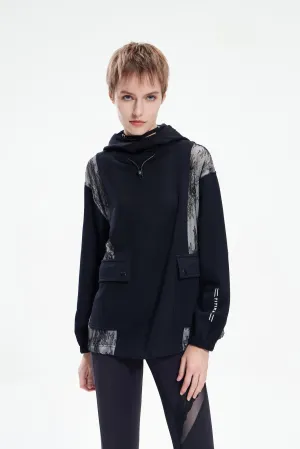Trail Comfort futuristic Lace Patchwork Hooded Sweatshirt