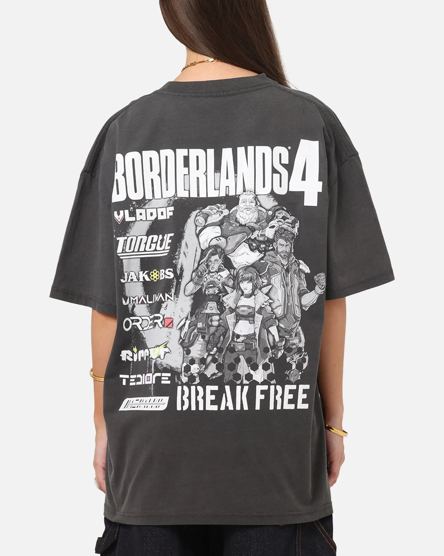 73 Studio X Borderlands 4 Break Free T-Shirt Black Wash Comfy Casual