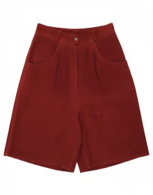 VINTAGE Womens High Waist Casual Shorts W26 Small Burgundy Quick Comfort