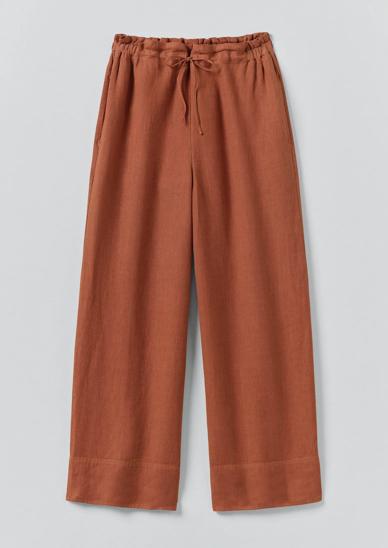 Garment Dyed Linen Wide Pants | Burnt Sienna Reflective Trim