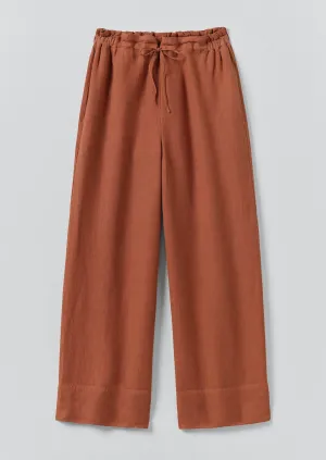 Garment Dyed Linen Wide Pants | Burnt Sienna Anti Static Lining