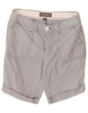 EDDIE BAUER Womens Chino Shorts US 4 Small W32 Blue Pinstripe Cotton Relaxed Fit Design