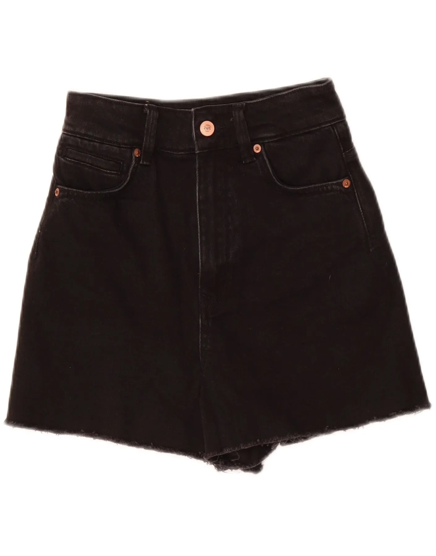 Quick Movement Easy Fit Design ZARA Womens High Rise Denim Shorts EU 34 2XS W24 Black Cotton