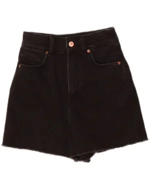 Quick Movement Easy Fit Design ZARA Womens High Rise Denim Shorts EU 34 2XS W24 Black Cotton