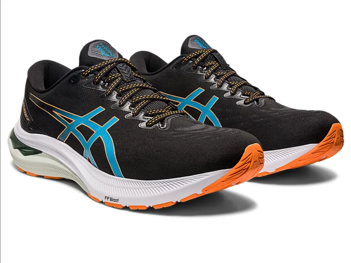 Asics scarpa da corsa da uomo GT-2000 11 1011B441 006 nero pesca Sock Like Fit Design Unibody Midsole Construction
