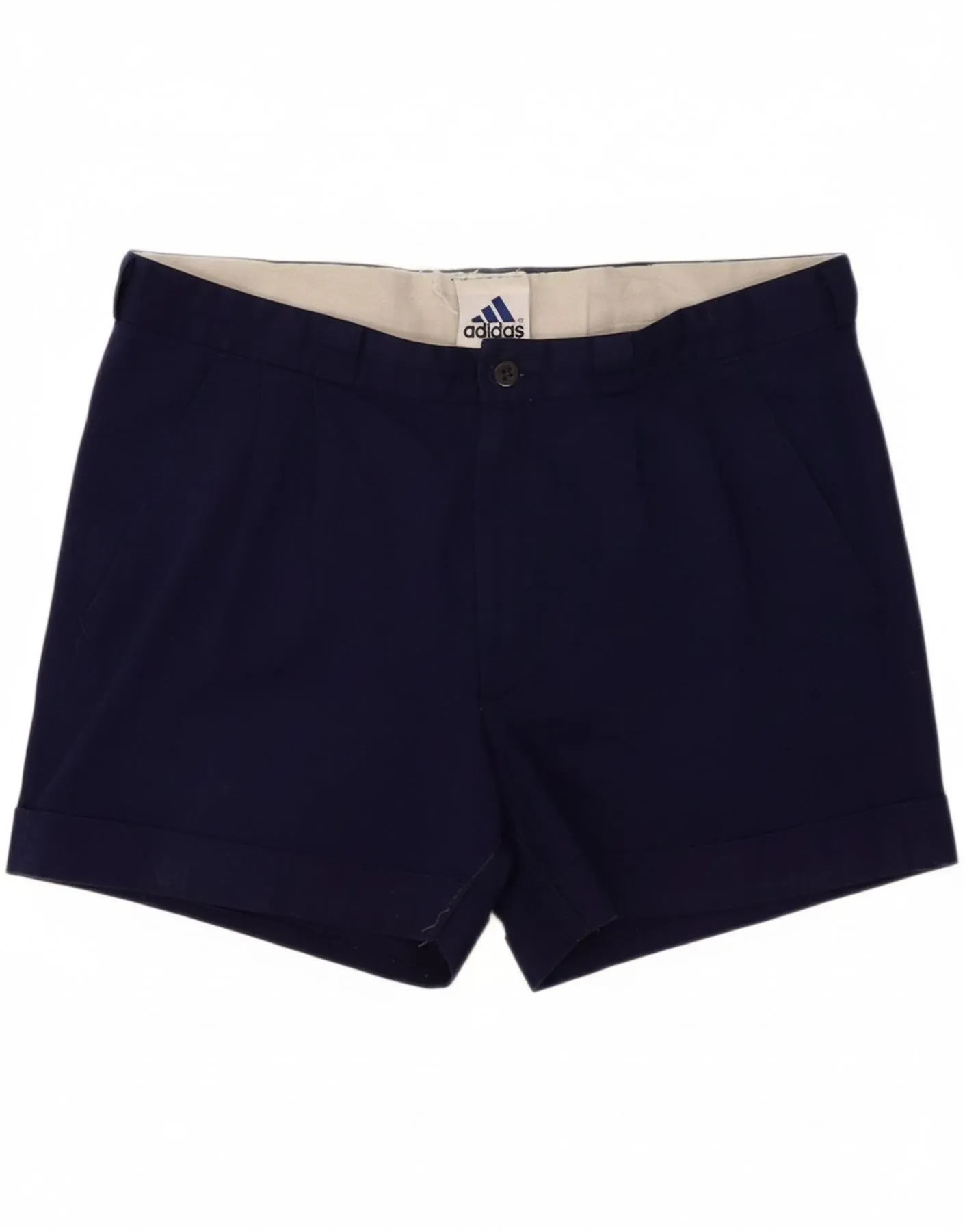 ADIDAS Womens Pegged Chino Shorts UK 16 Large Navy Blue Cotton Wide Leg Silhouette
