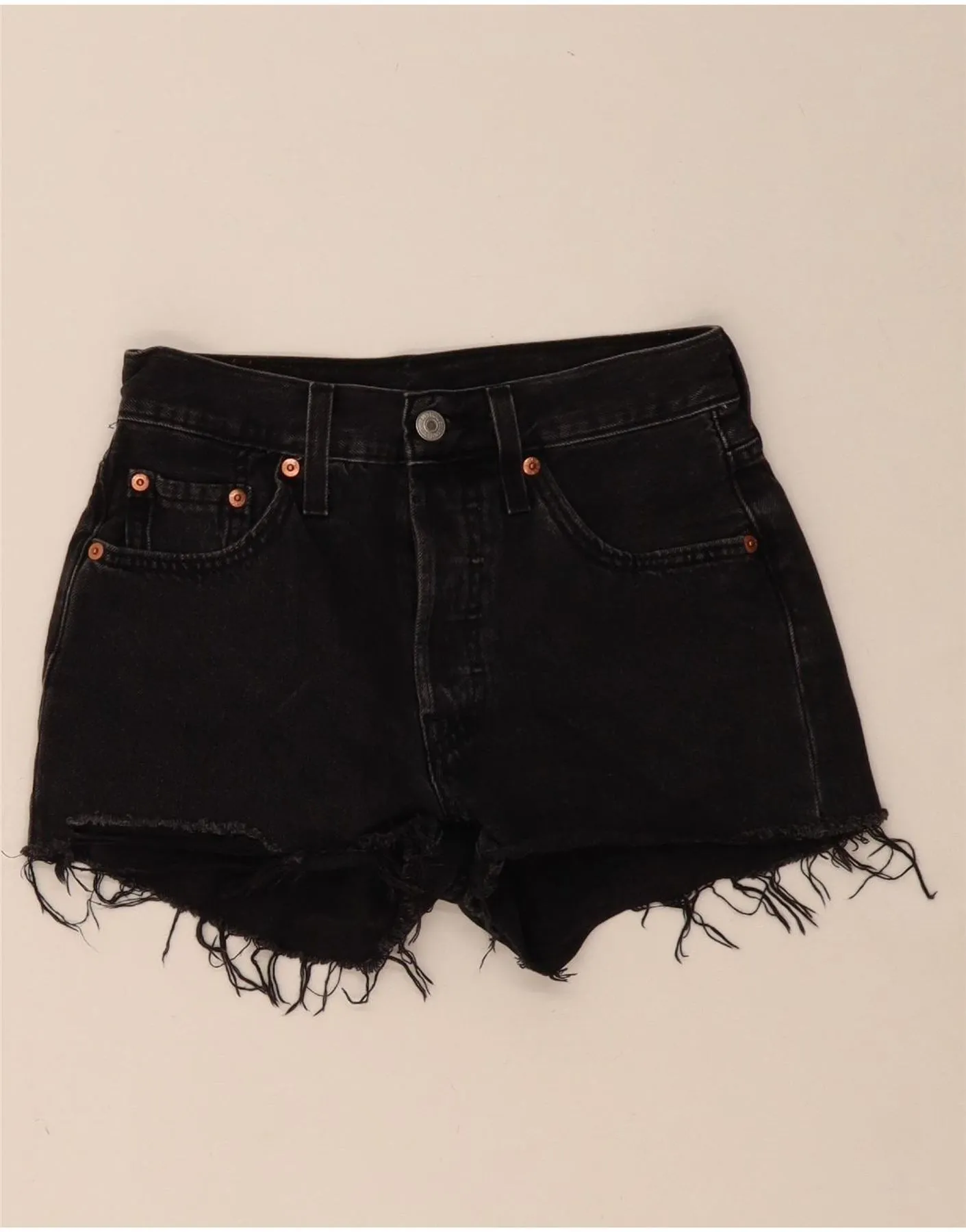 back-to-school Non slip grip LEVI'S Womens 501 Denim Shorts W24 XS Black Cotton