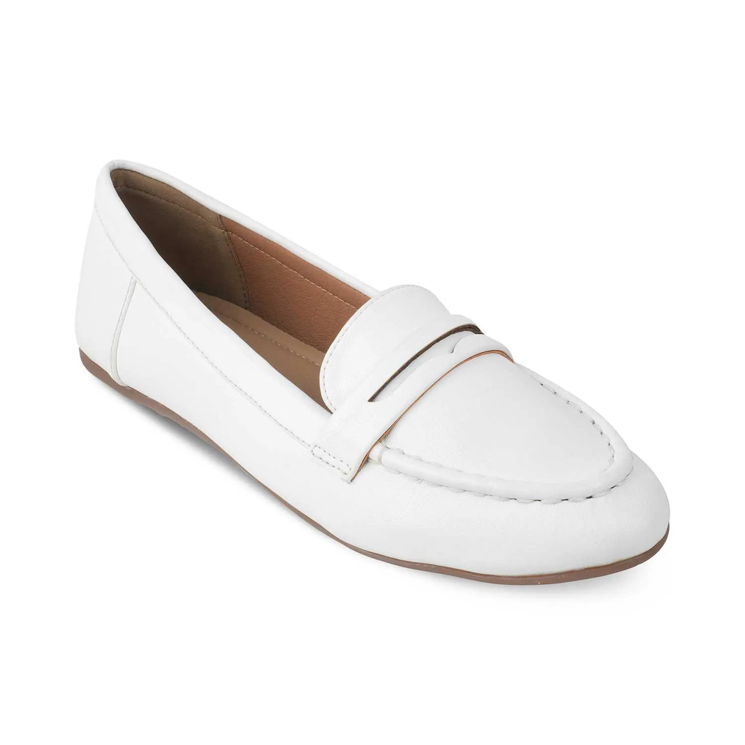 leatherette Tresmode Snappy White Women's Casual Loafers