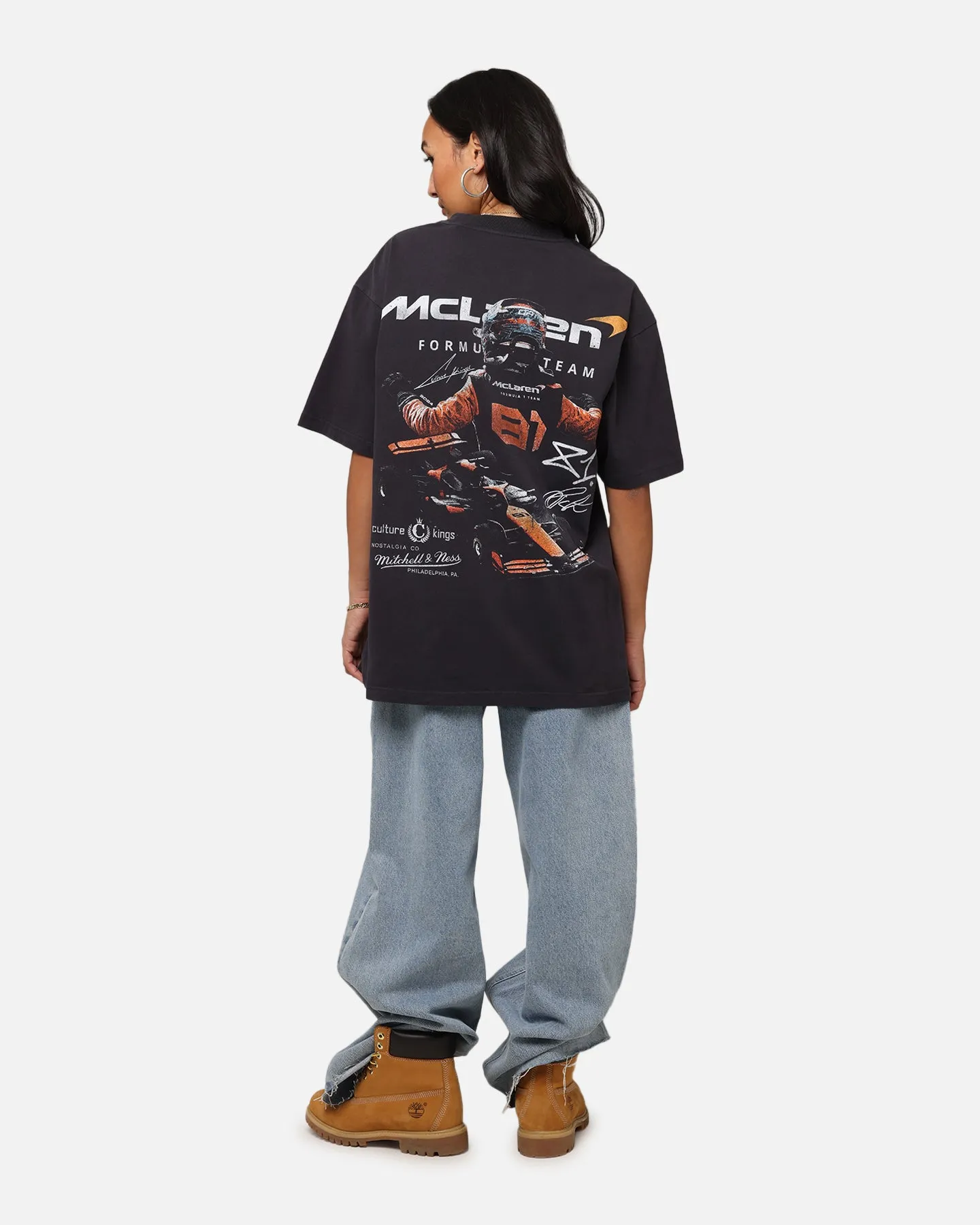 Mitchell & Ness X Mclaren Oscar Piastri Victory T-Shirt Faded Black Weekend Look TemperatureControl Fabric